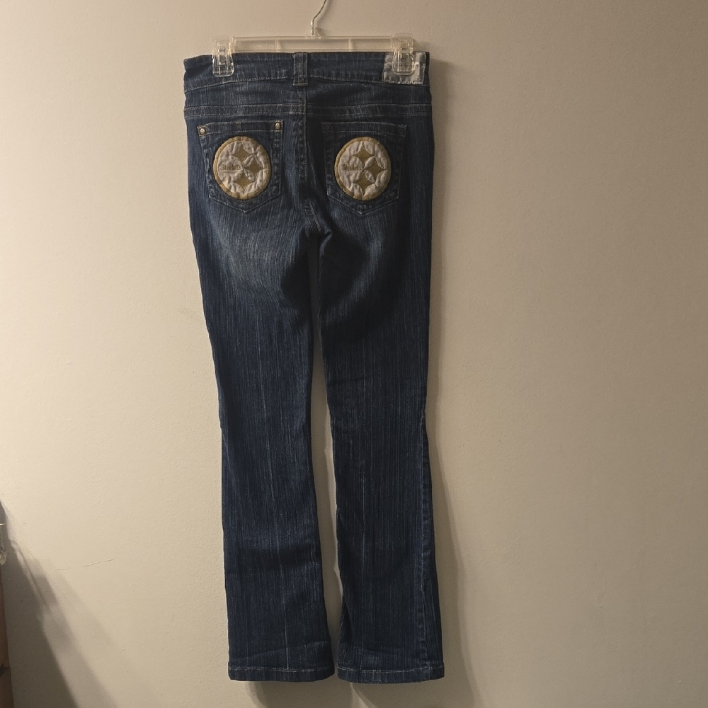 Touch by Alyssa Milano Blue Boot Cut Jeans with Embroidered Pockets